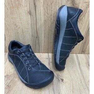 KEEN Women's Leather Comfort Walking Shoes Black Lace Up Size 8 EU 38.5